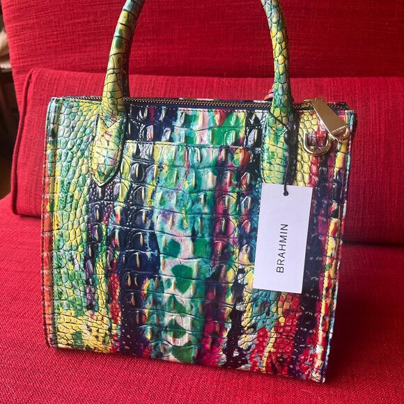 Brahmin Small Caroline Melbourne Leather Satchel with Crossbody Strap. NWT - Picture 1 of 6
